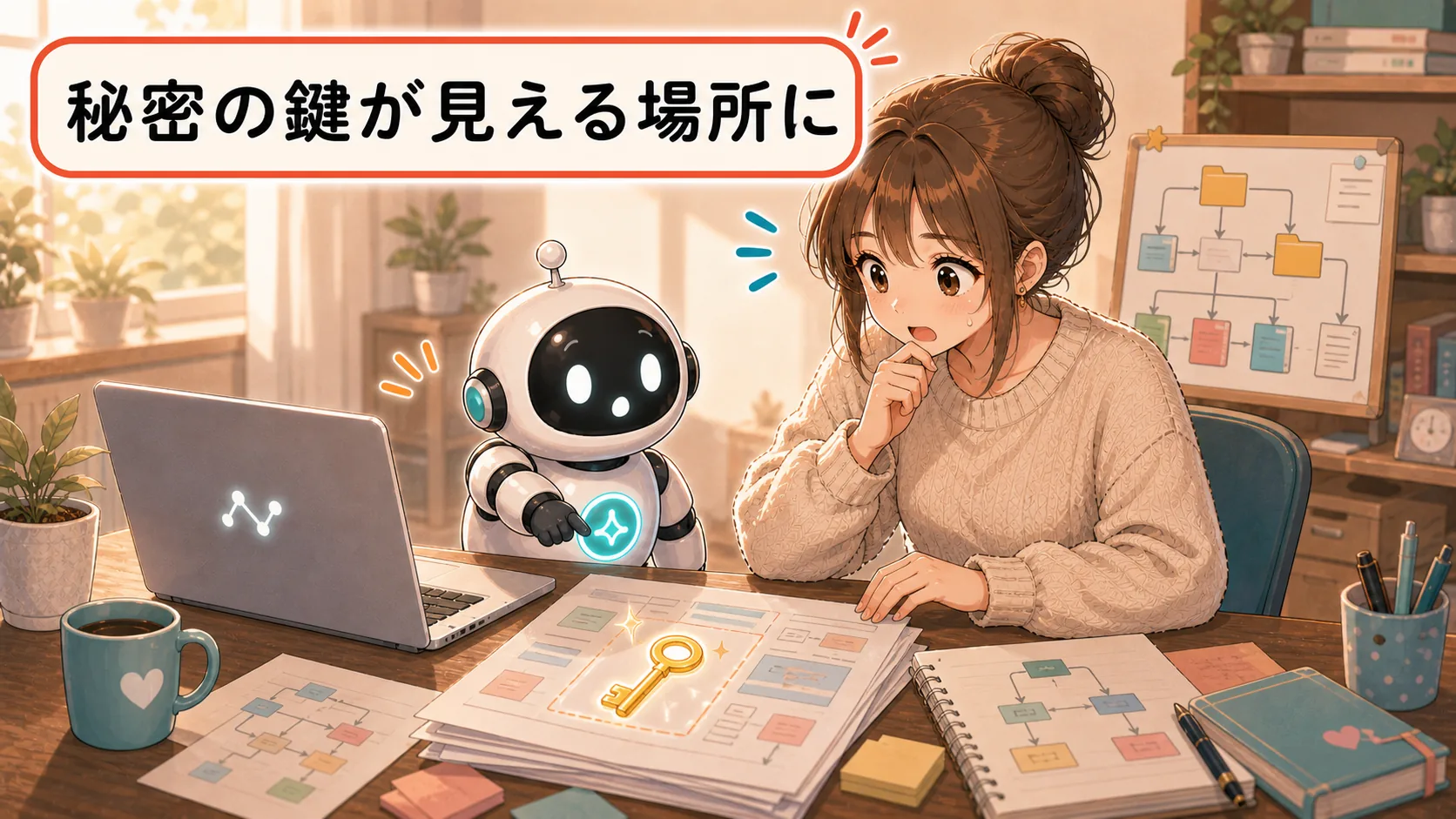 秘密の鍵が見える場所に