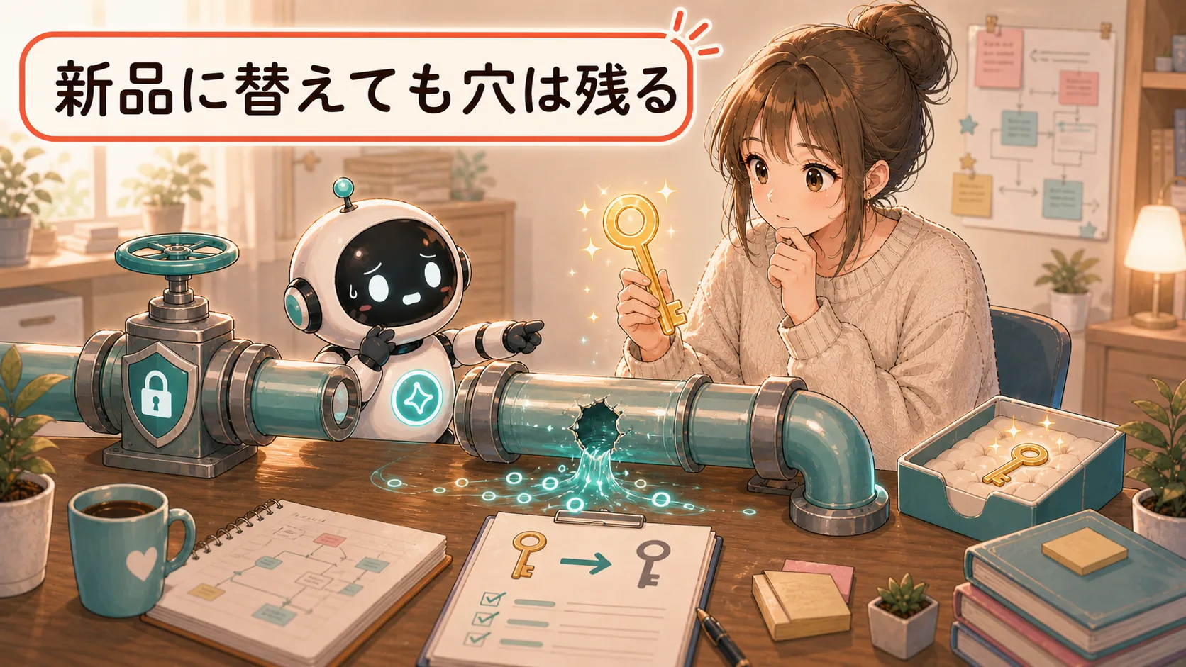 新品に替えても穴は残る