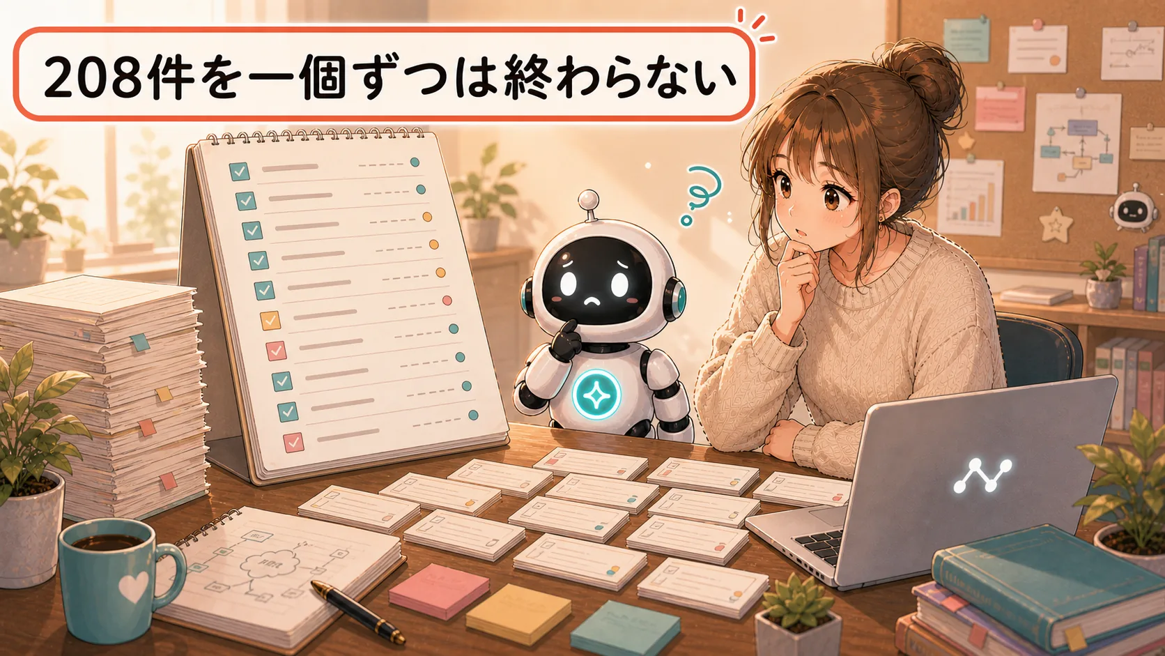 208件を一個ずつは終わらない