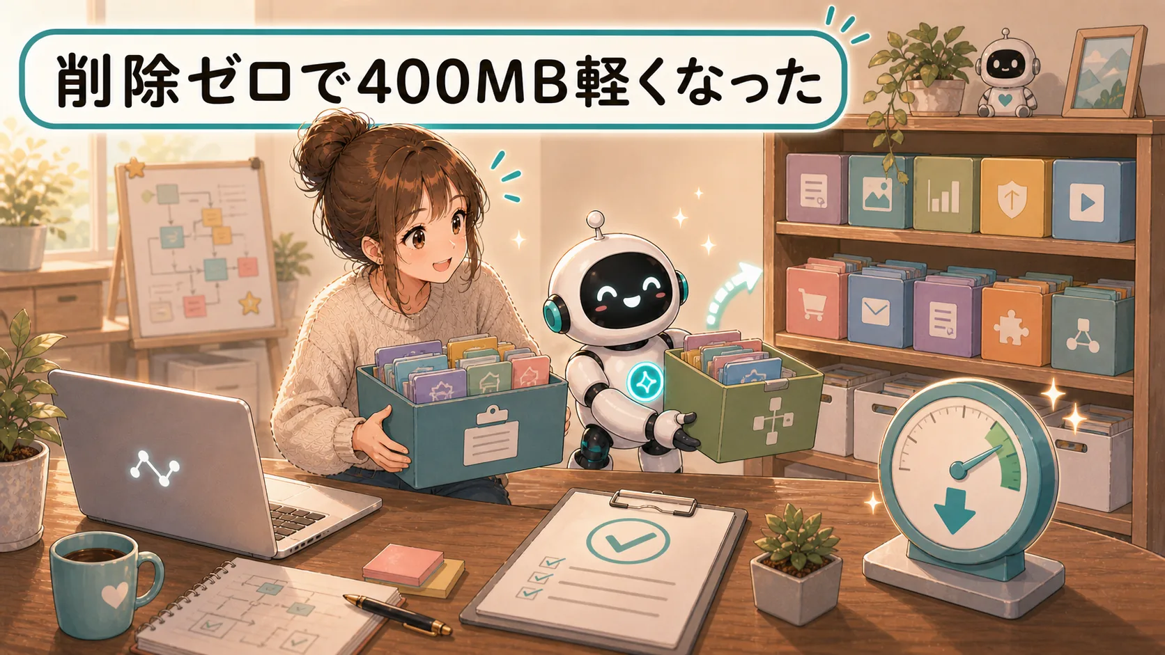 削除ゼロで400MB軽くなった