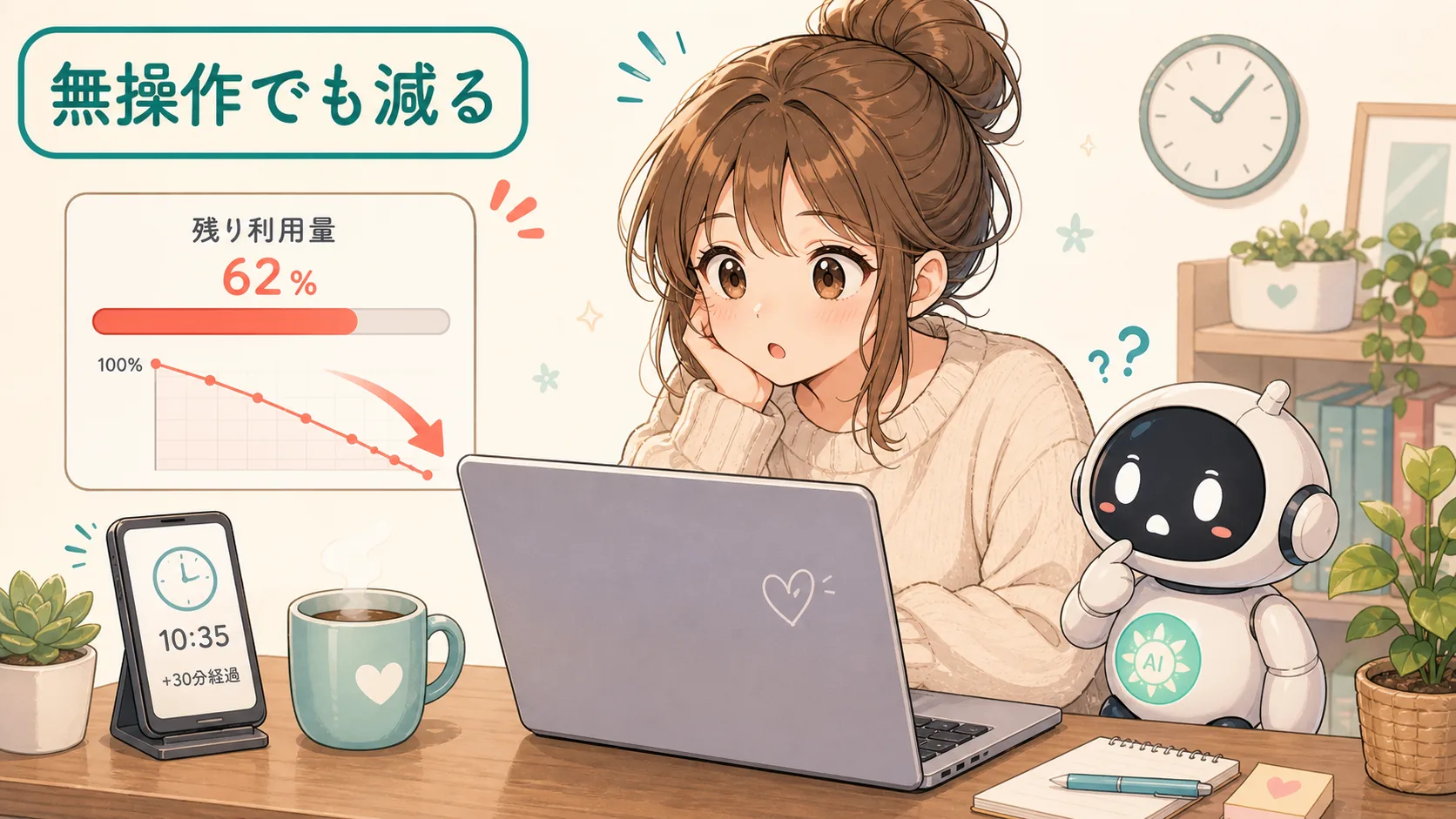 無操作でも減る
