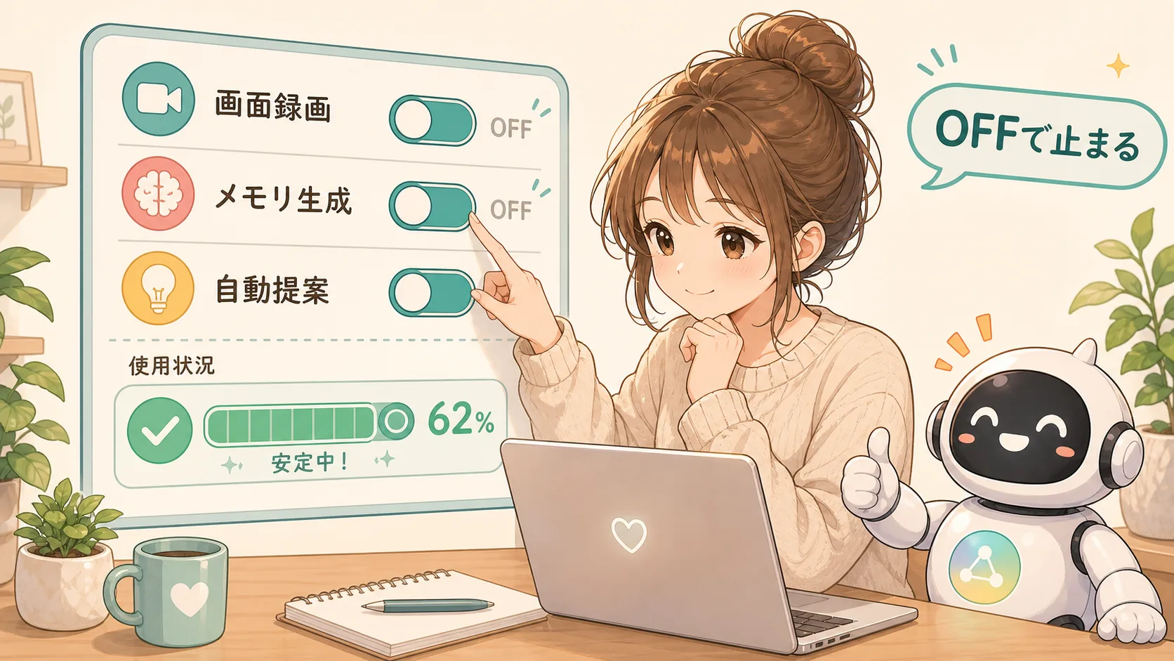 OFFで止まる