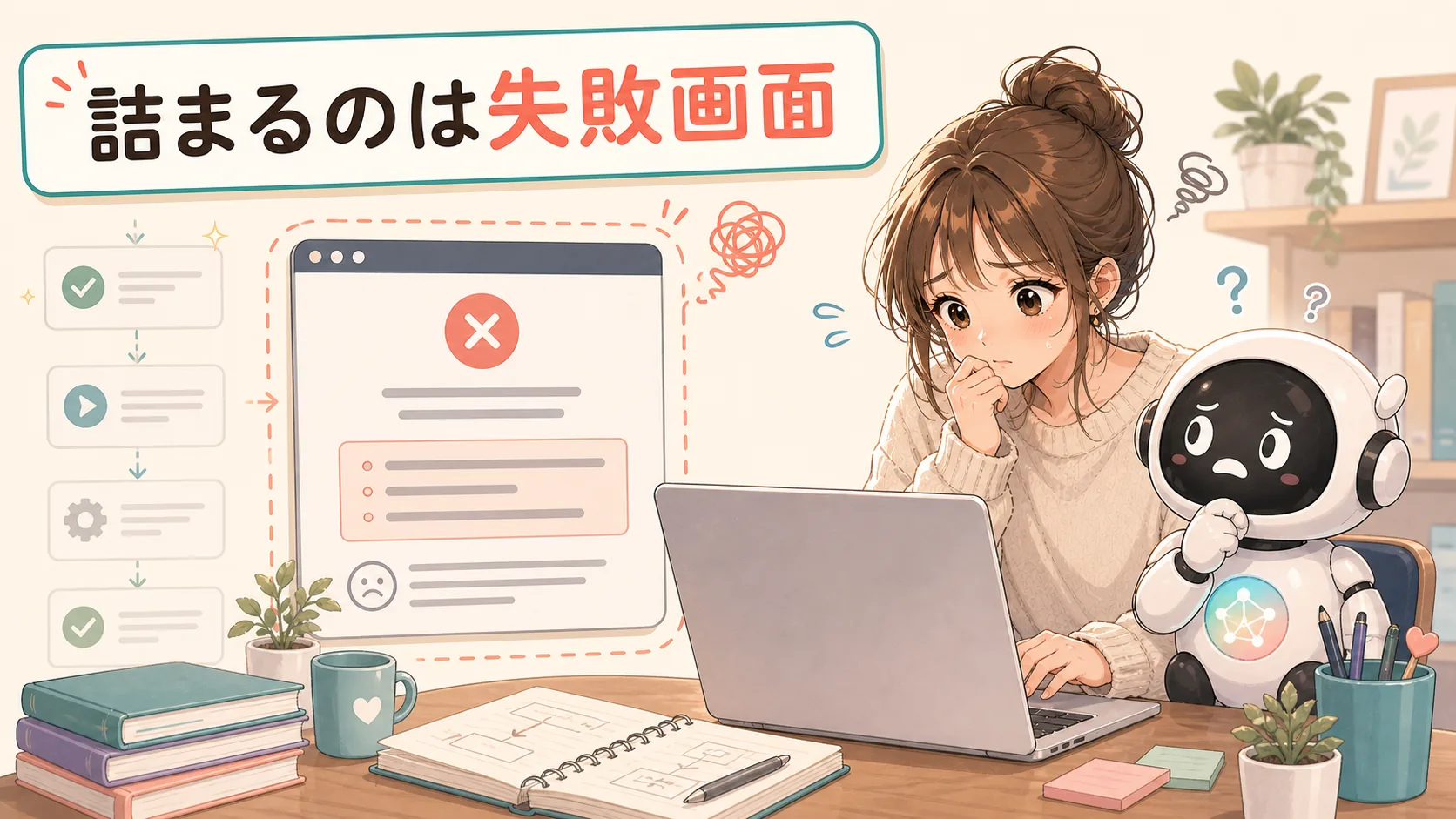詰まるのは失敗画面