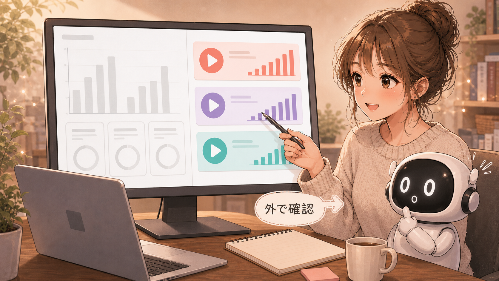 外で確認