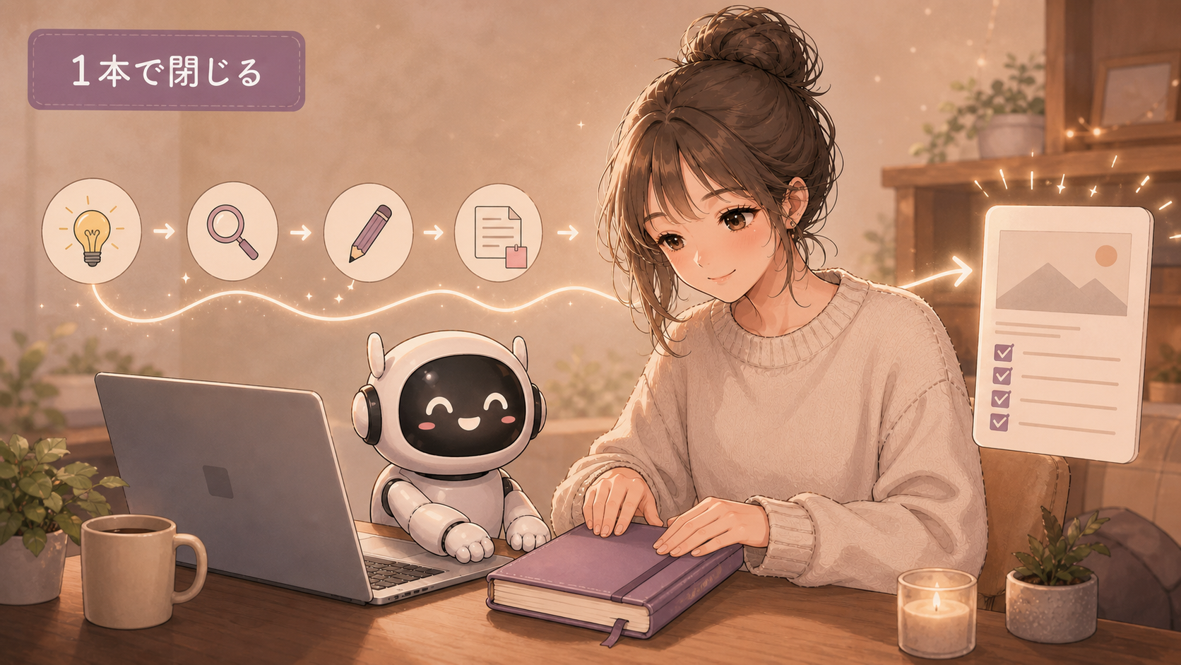 1本で閉じる