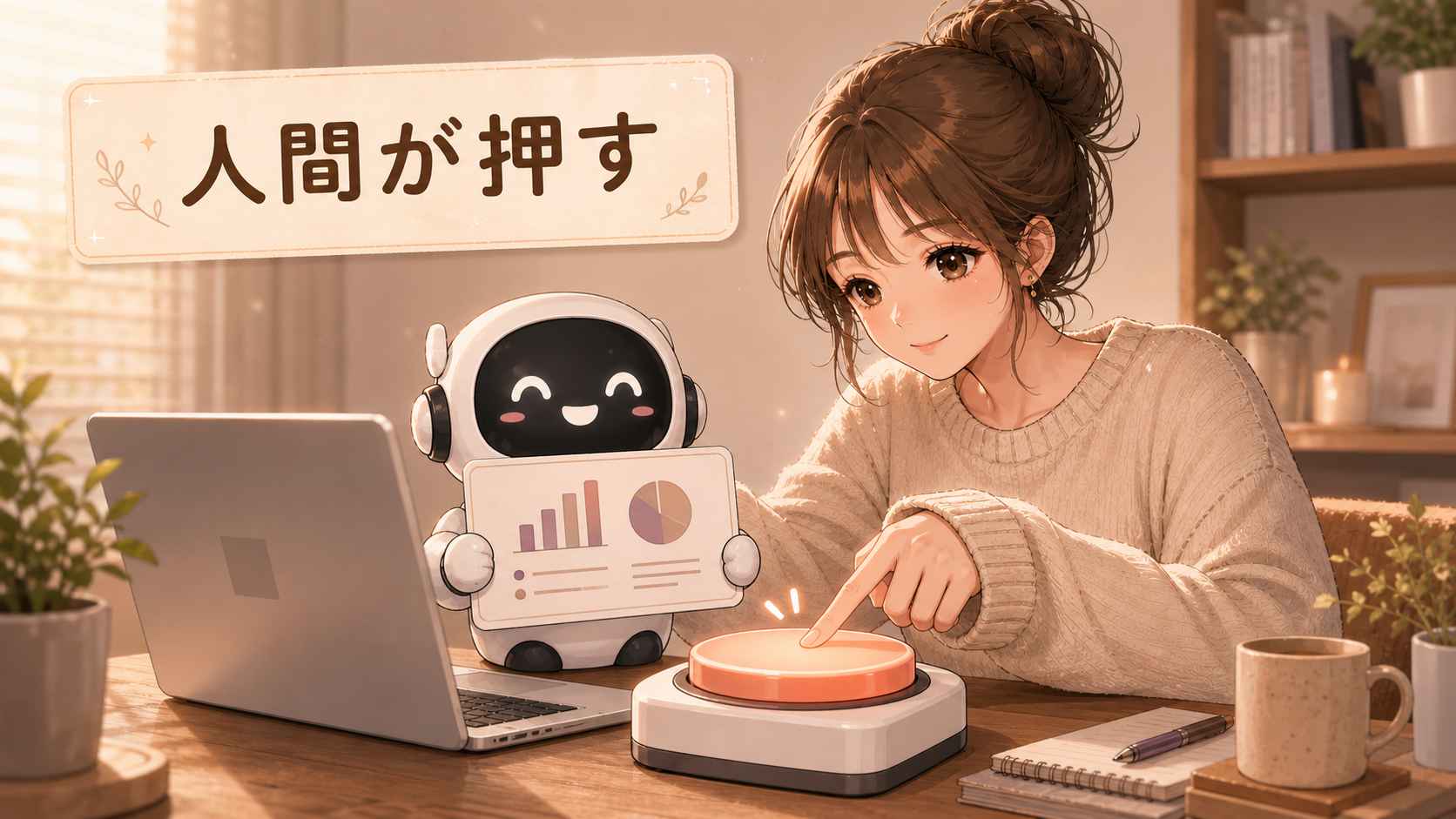 最後のボタンを人間が押す