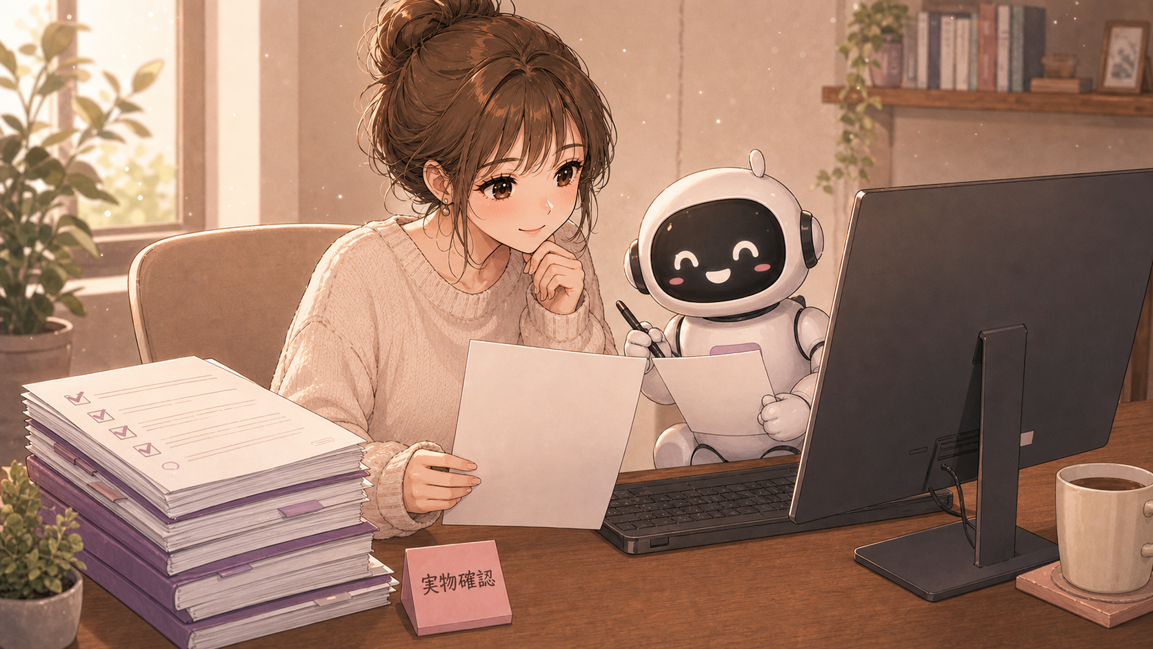 実物確認のラベルが付いた完成チェック