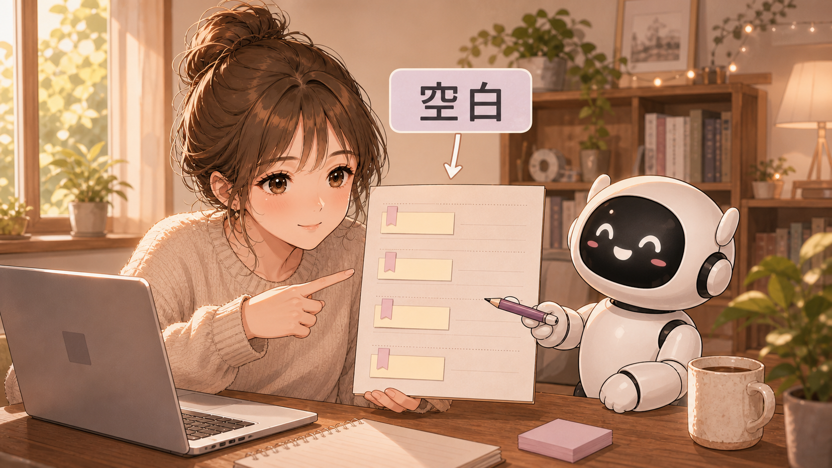 返信文の空白を人間が確認する