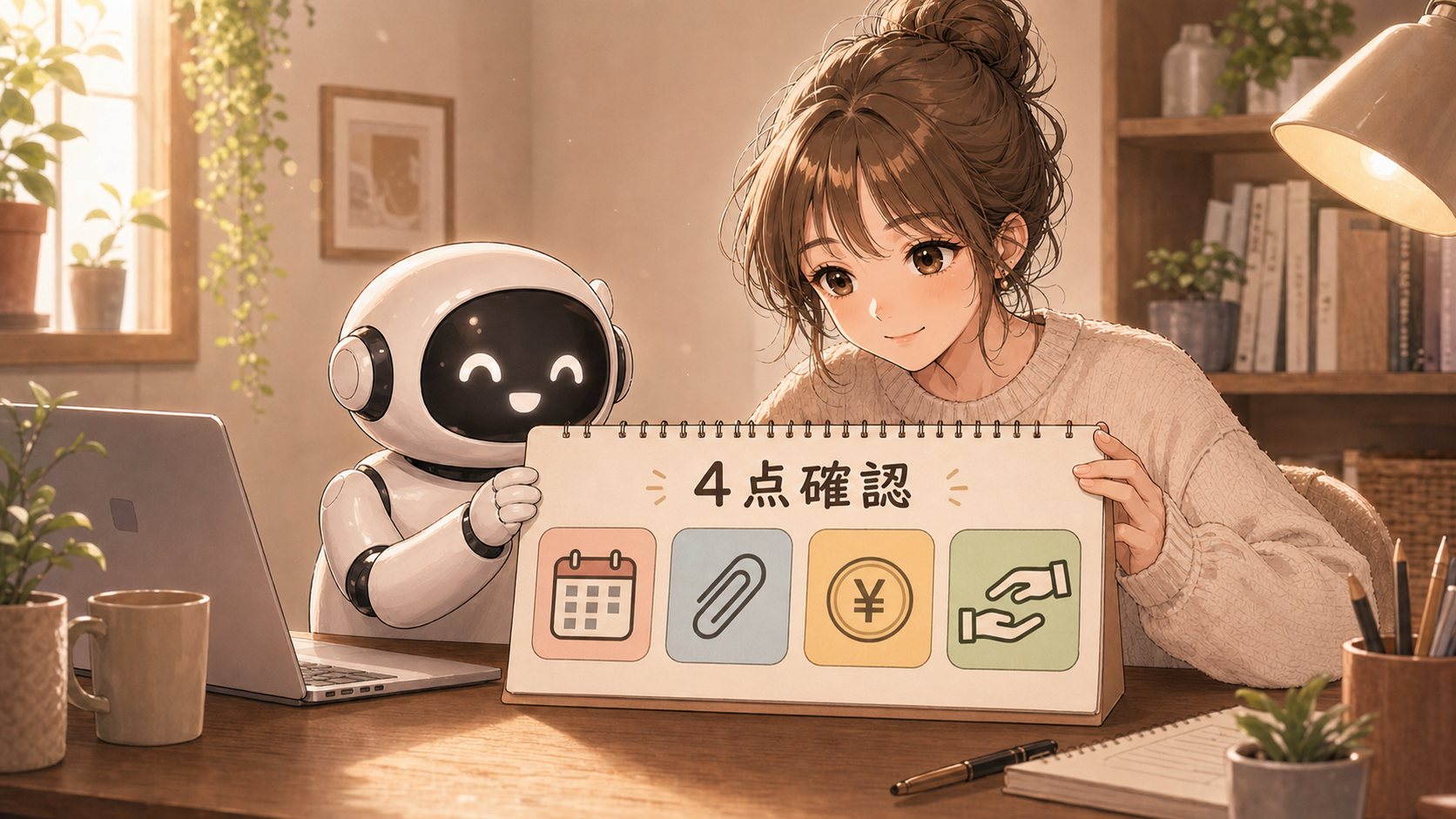 期限、添付、金額、責任の4点を確認する